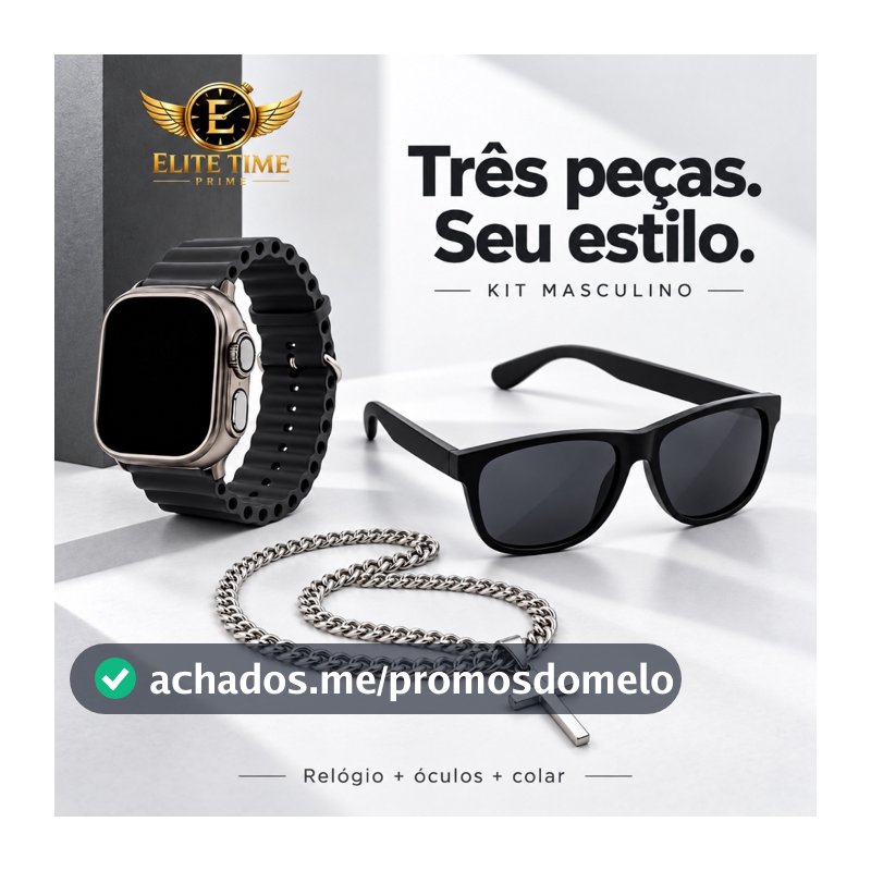 Kit Presente Masculino 3 Peças Relógio Digital LED Óculos de Sol UV400 Corrente Pingente Cruz Namorado Pai Natal