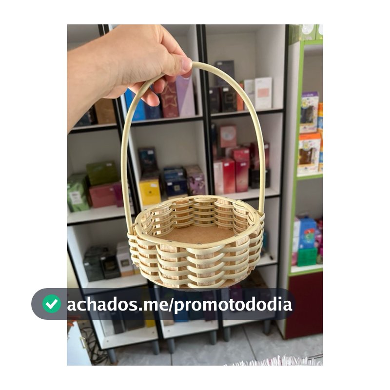 cesta Fraldeira sintética com alça cor palha 15x15x5cm kit com 2 cestas