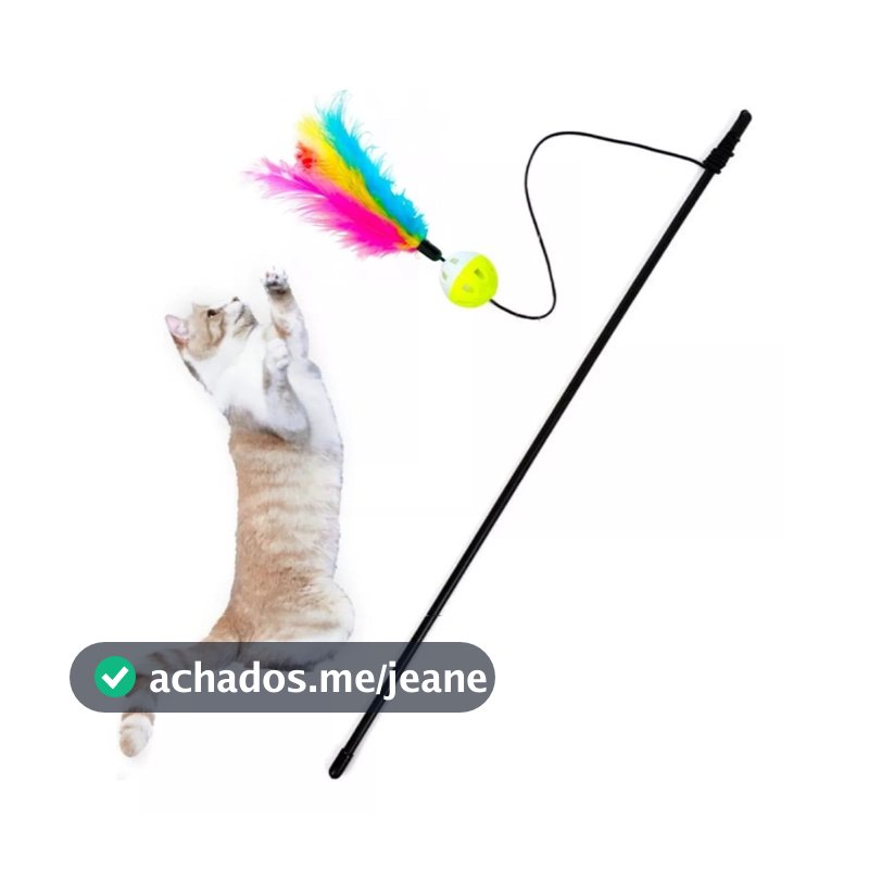 Brinquedo Varinha Pena Bolinha Interativa Gato Pet C Pena Cor Varinha Elástico Penas E Bolinha Guizo