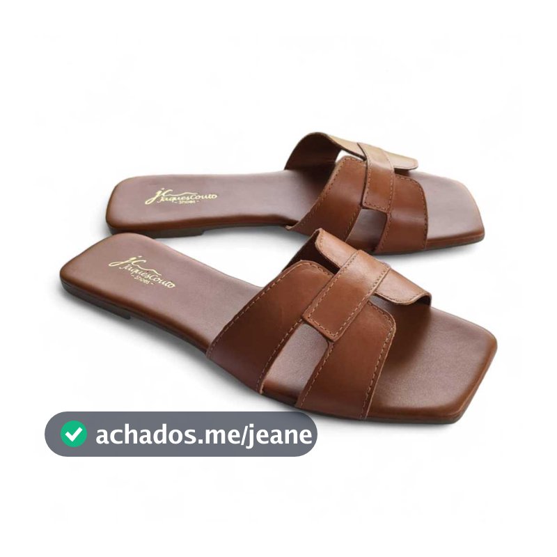 Rasteirinha H Em Couro Legítimo Sandália Feminina JaquesCoutoShoes
