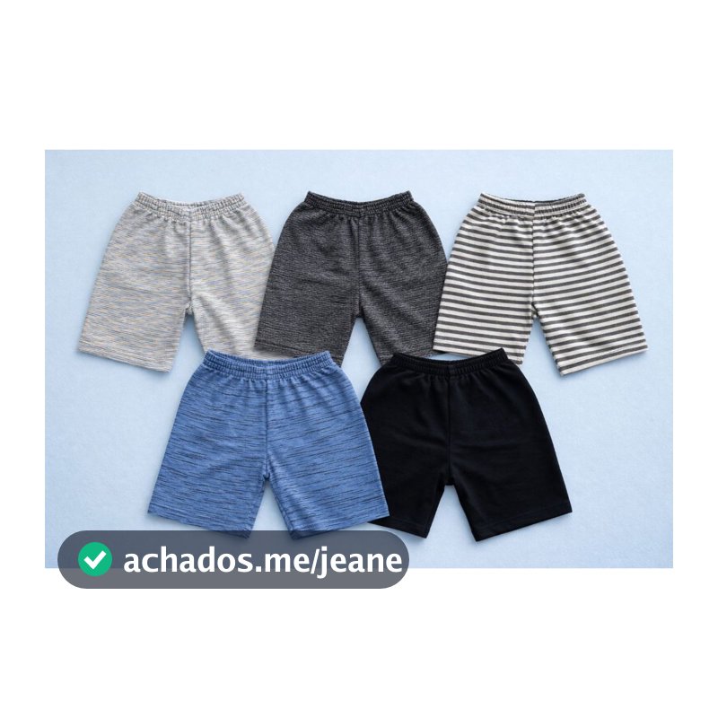 KIT 5 Shorts Bermuda Menino Verão Sortido Moletinho Tamanho 2 ao 12 anos