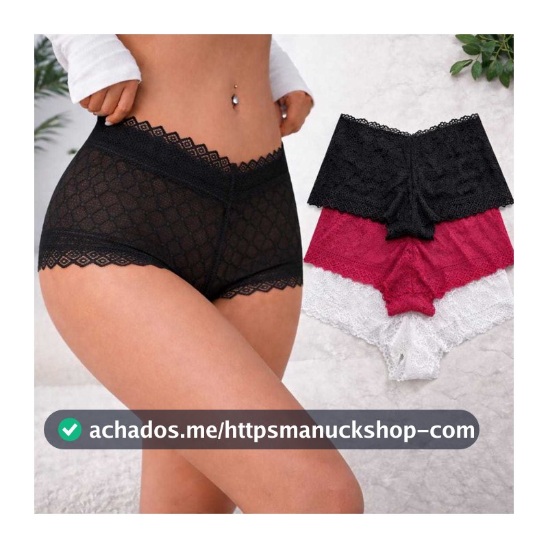 Calcinha de Renda Sensual kit com 10 Caleçon fio dental Shortinho calesson com forro