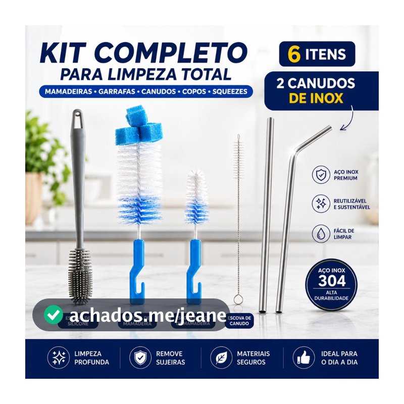 Kit 4 Escovas Para Lavar Louça Garrafa Copo Mamadeira Canudo