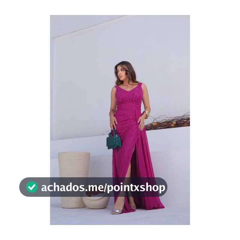 Vestido feminino para festa cor fucsia com fenda, forro, bojo e ziper