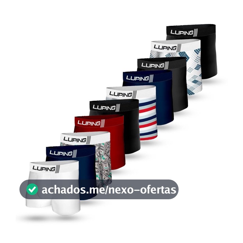 Kit 10, 5 Cueca Masculina Box Adulto Microfibra Forro 100% Algodão Cores Variadas