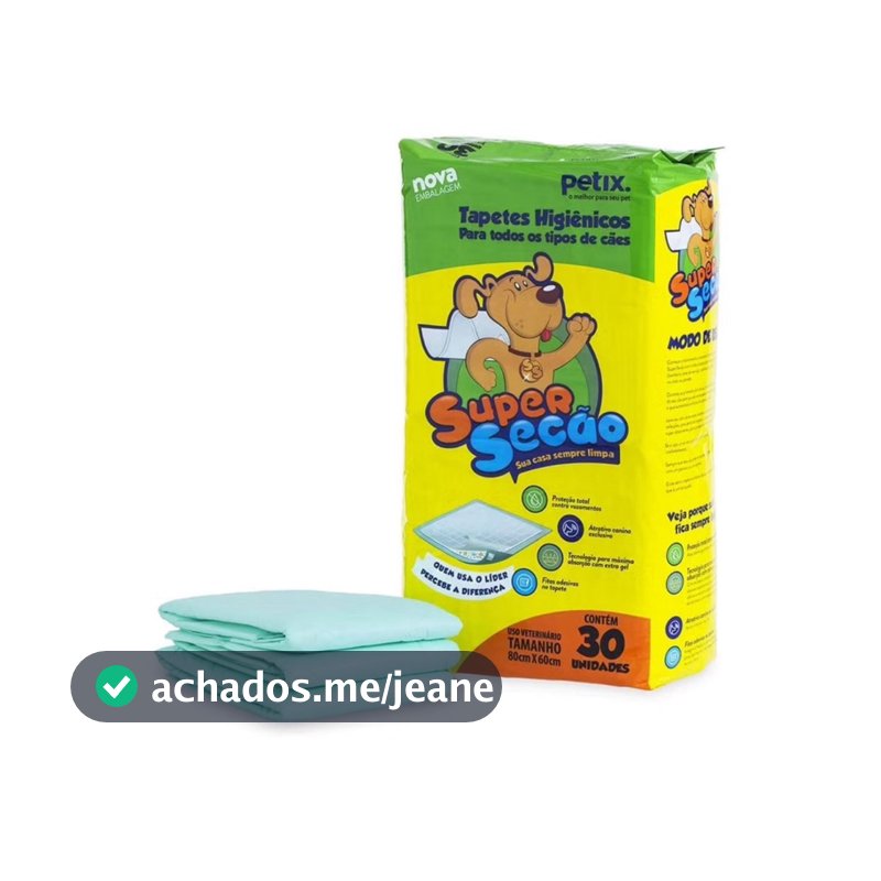 Tapete Higienico Para Cachorro Cães Super Secão 80x60cm C/30un - Petix
