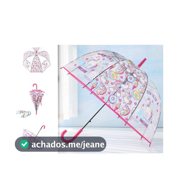 Guarda Chuva Infantil Transparente com Unicórnio Super Proteção - 1