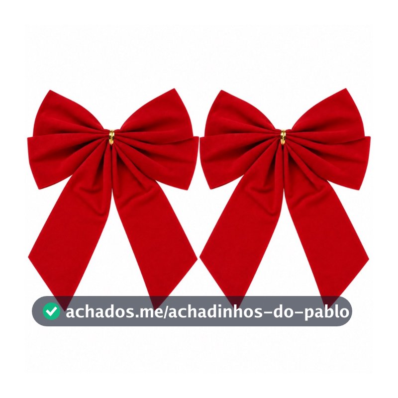 Kit 2 laços natalinos veludo vermelhos decoração natal 17x22cm