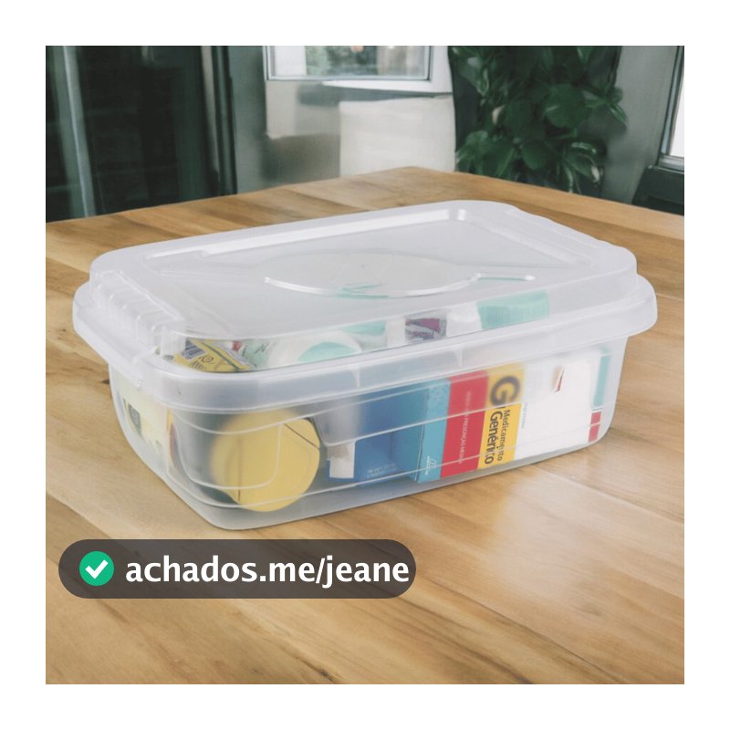 Kit Caixa Organizadora Plástica 5L Transparente Multiuso Tampa Trava Empilhável Resistente Compacta