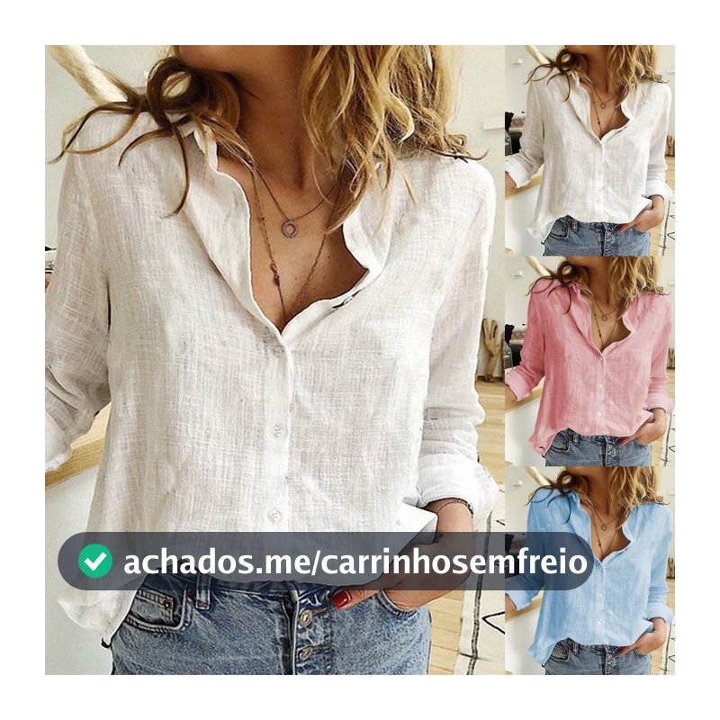 Camisa Feminina Viscolinho Com Mangas Comprida