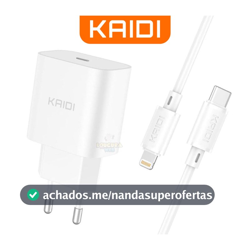Carregador Usb-c 20w Original Kaidi Para iPhone XR 11 12 13