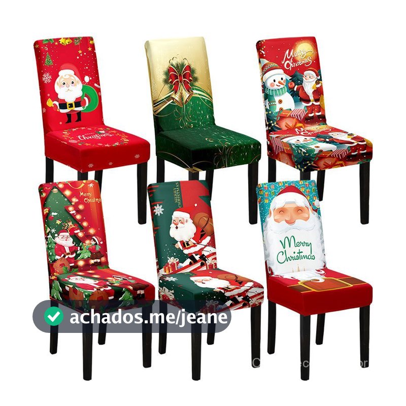 Capa de Cadeira de Natal Impressa Digitalmente, Cobertura Total, Adequada para Cadeiras de Jantar de Encosto Alto Europe