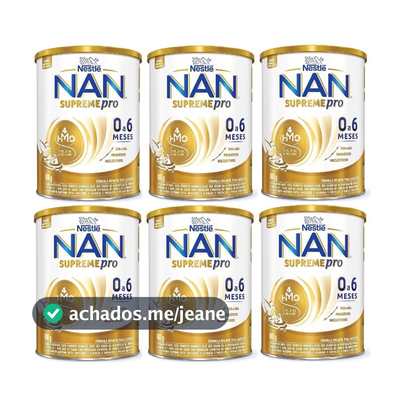 Kit 6 Latas NAN Supreme 800gr 0 a 6 Meses (AMARELO) EQ.1