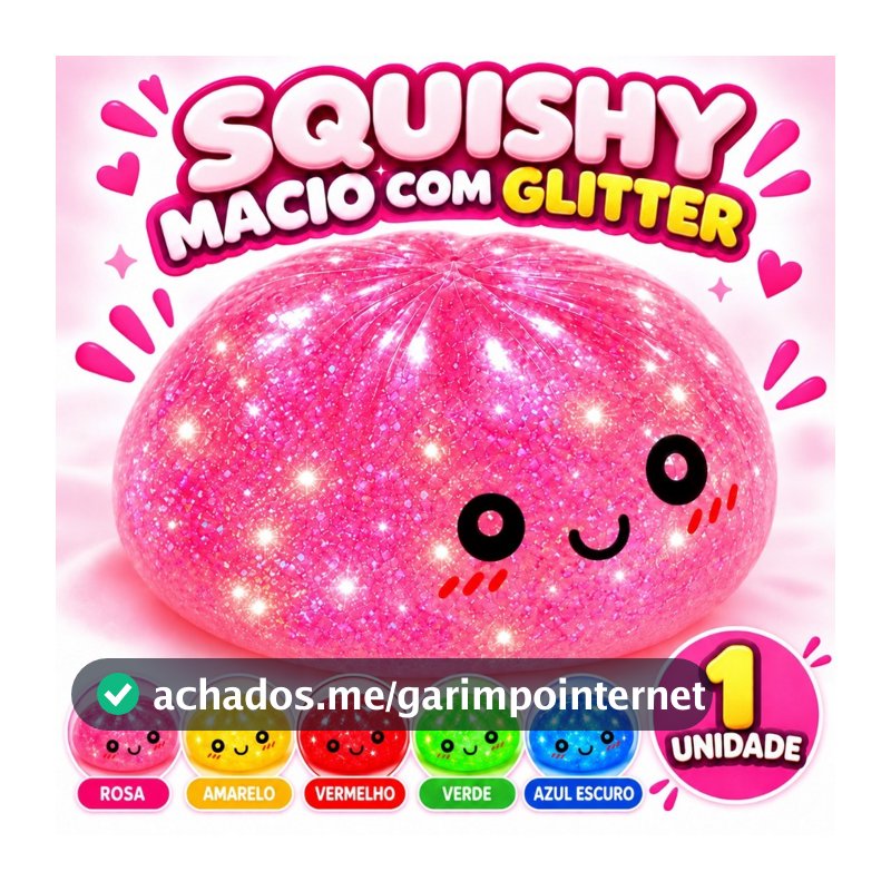 Squishy Dumpling com Glitter 8,5 cm Bolinho Macio com Pote Temático Brinquedo de Apertar Brinquedo Sensorial