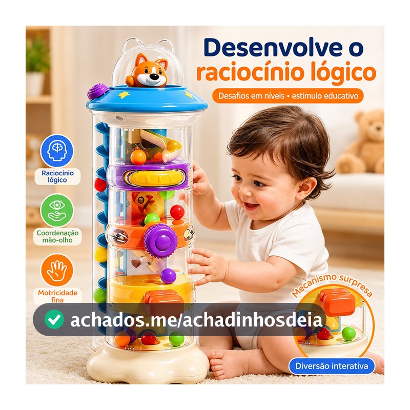 Brinquedo Torre Lançadora Espacial Educativo Interativo com Bolinhas para Bebê 18+ Meses