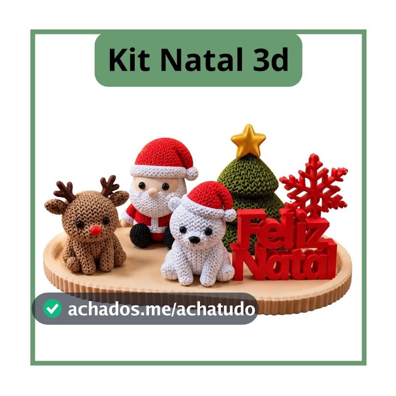 Decoração Natalina 3D Kit Completo 6 Peças com Bandeja Enfeite para Mesa e Aparador