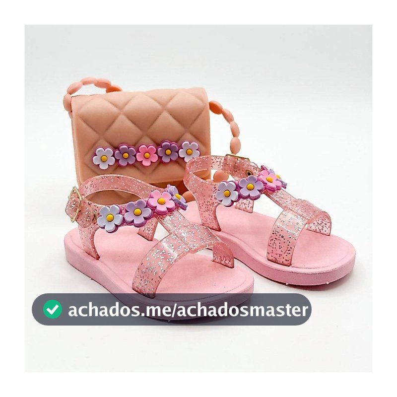 Kit Sandália E Bolsa Feminina Infantil Conforto Emborrachado