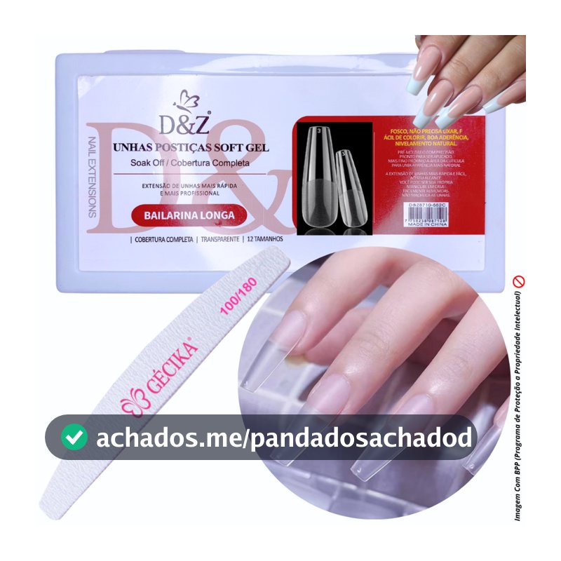 Unha Postiça Soft Gel Fosca D&Z Com 260 Unidades Tips de Gel Unhas Posticas Softgel Bailarina D&Z MBS-808