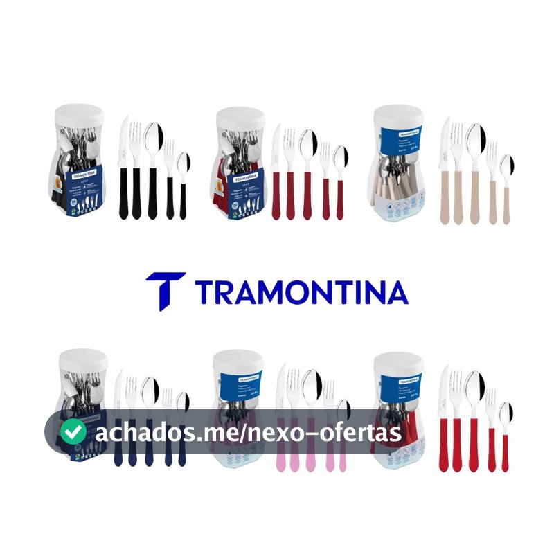 JOGO DE TALHERES FAQUEIRO LEME 20 PEÇAS TRAMONTINA CORES PRETO-CINZA-AZUL-LAVANDA-VERMELHO-CARMIM