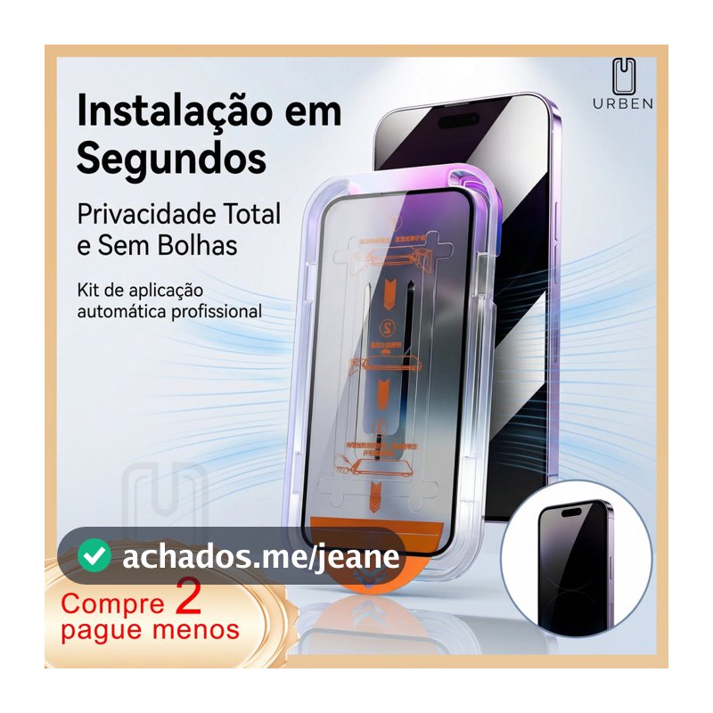 Película iPhone Privacidade Premium 9H Com Guia Aplicador Anti Fofoca Sem Bolhas 11 12 13 14 15 16 17 Pro Max