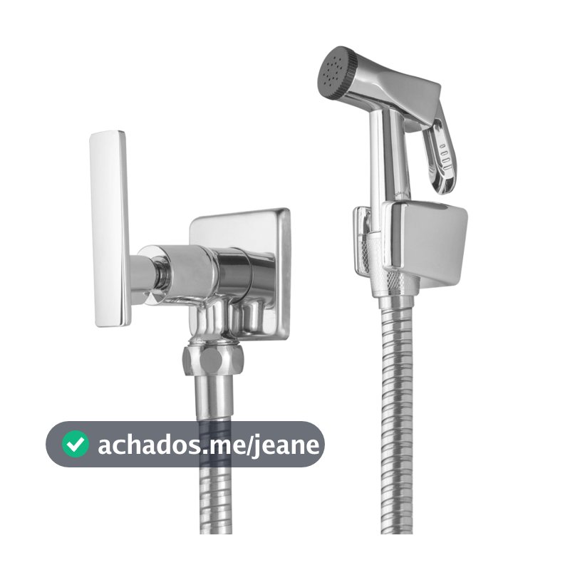 Ducha Higienica Chuveirinho Banheiro 100% Completa Prateado Cromado Brilhante Registro Suporte E Mangueira