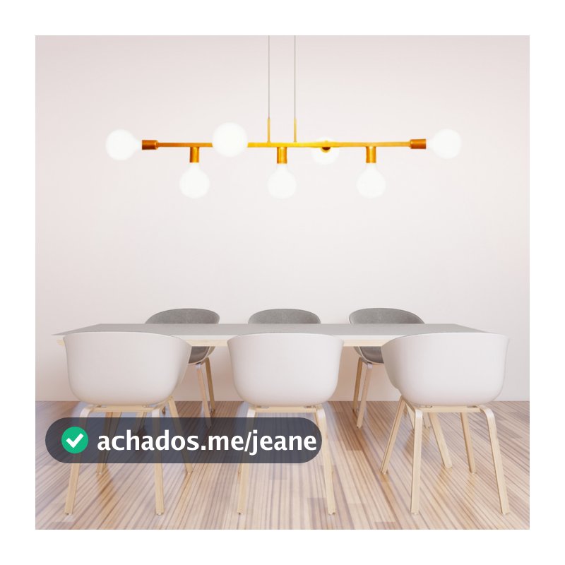 Lustre de teto Pendente Jabuticaba Rubis 7 Lâmpadas mesa de jantar e área Gourmet Cor DOURADO