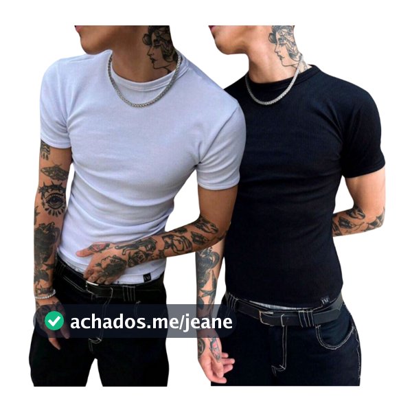 Kit 2 Camiseta Masculina Modelo Americano Canelada Básica