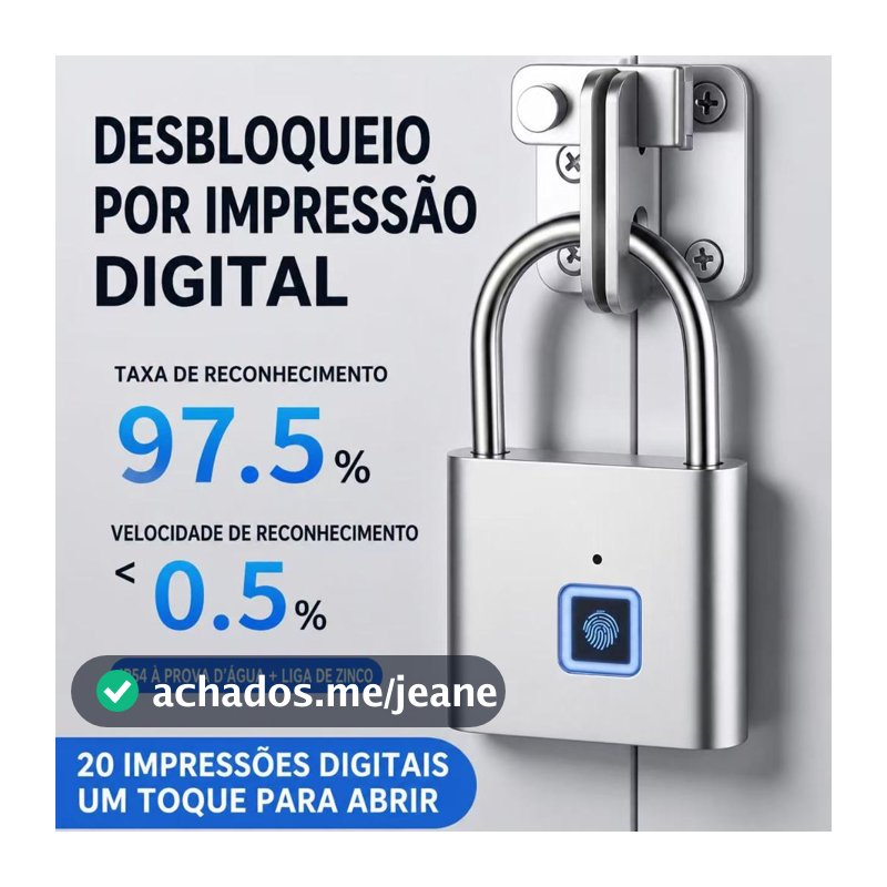 Cadeado Inteligente de Impressão Digital - Impermeável, Desbloqueio Rápido e Versátil