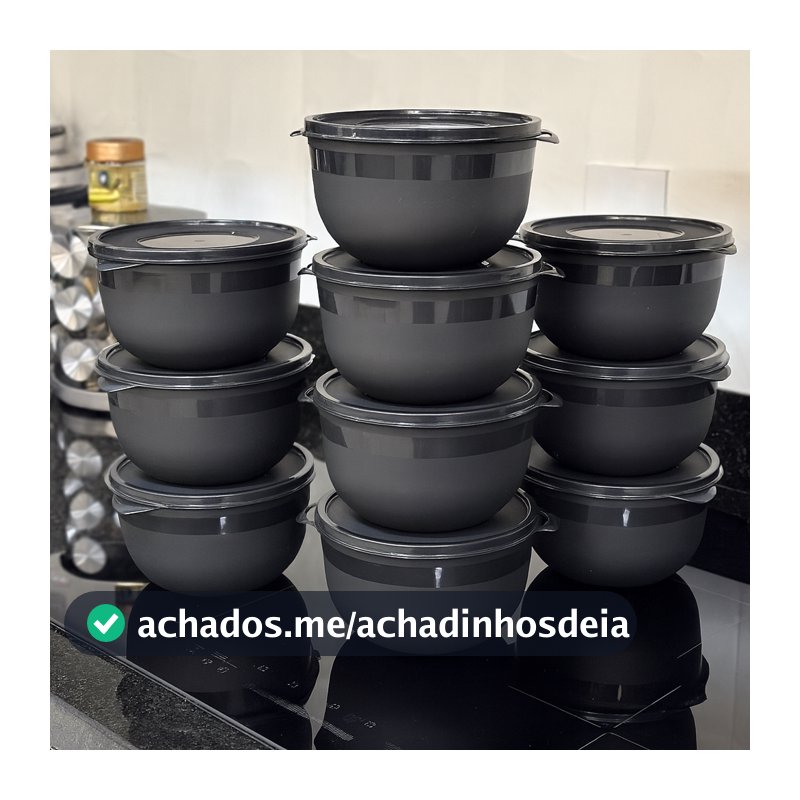 Kit 10 Potes Bowl 1300ml Plástico com Tampa – Marmita Cozinha, Freezer,  Micro-ondas e  Lava-Louças.