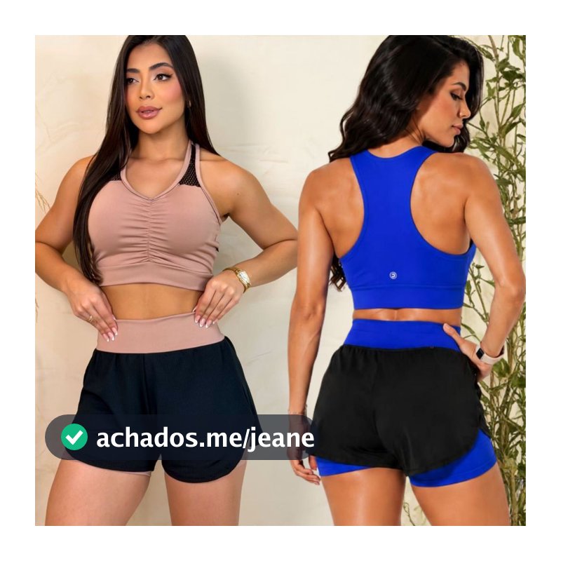Conjunto de Academia feminino  Shorts Duplo Com 100% De Zero Transparência Empina Bumbum Roupas de Academia Fitness