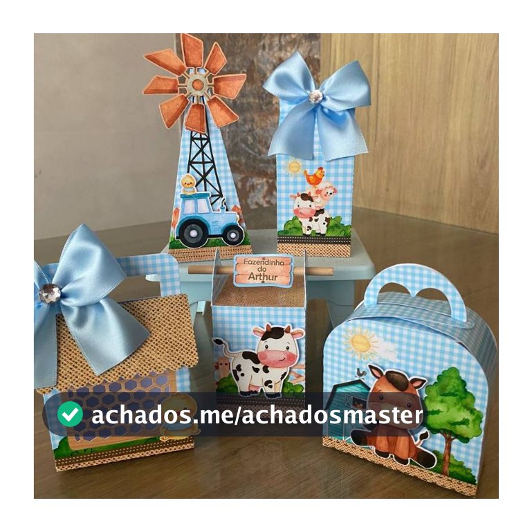 KIT FESTA LEMBRANCINHA FAZENDINHA AZUL COM APLIQUE PEGUE E MONTE- LEMBRANCINHA FAZENDINHA-  CAIXINHA FAZENDINHA MENINO
