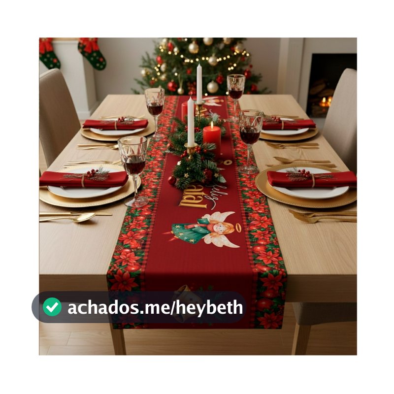 Trilho Caminho De Mesa Natalino Decoração Para Ceia De Natal Tecido Sublimado