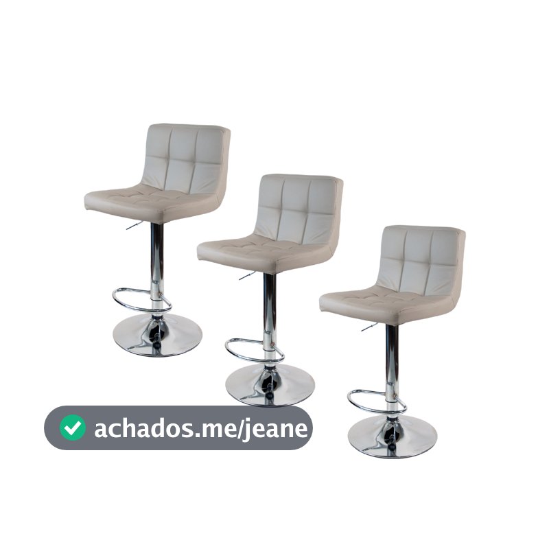 Kit 3 Banquetas Gomos para Cozinha Bar Bancada balcão Americano em Material Sintético 3-35  Nude