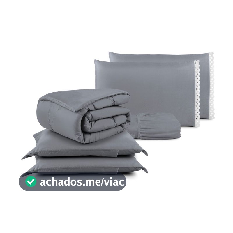 Jogo de Cama Kit 06 Peças com Lençol e Fronha Bordado Ingles