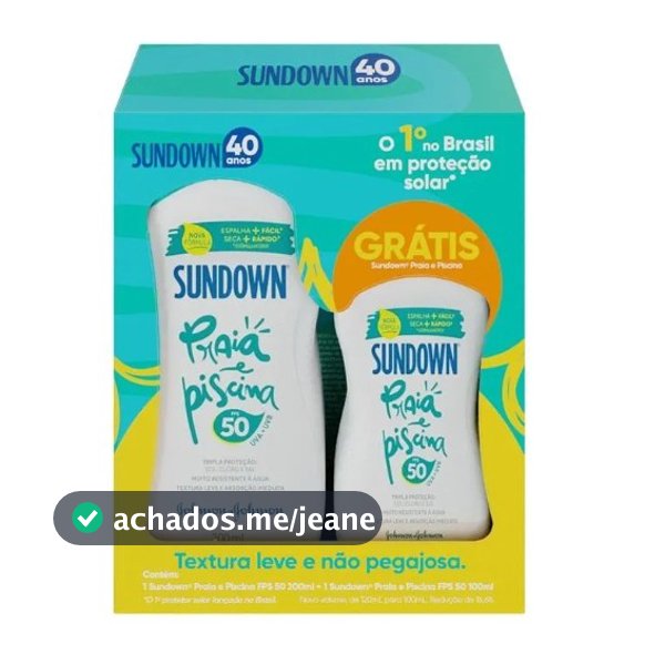 Kit Protetor Solar Sundown Praia &amp; Piscina FPS 50 200ml + 100ml