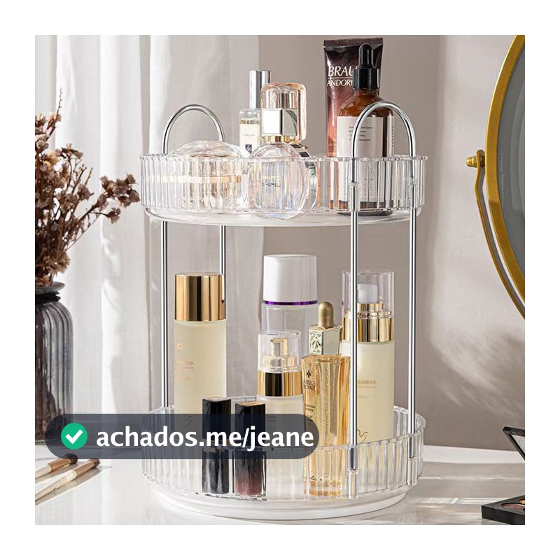 Organizador Metal Prateleira Diamante Acrílico Porta Maquiagem Beleza Multiuso Giratorio