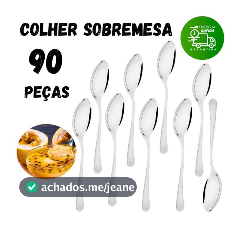 Jogo 90 Talher Inox de Sobremesa Colher Para Doces Salgados Cozinha Restaurante Padaria Buffet