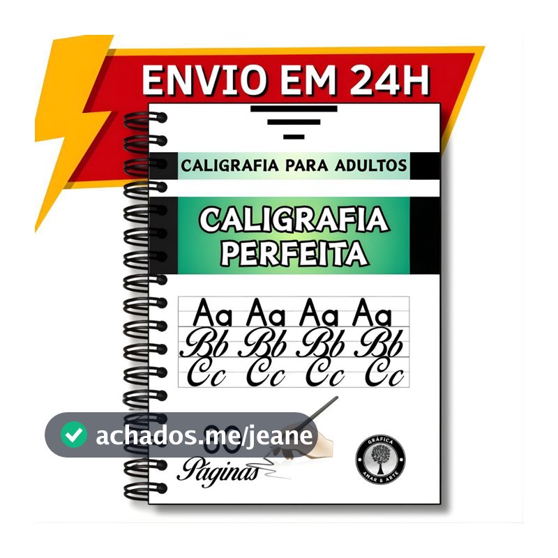 Caderno de Caligrafia Adulto Jovem Melhorar a Letra, Prática da Escrita, Treino e Curso
