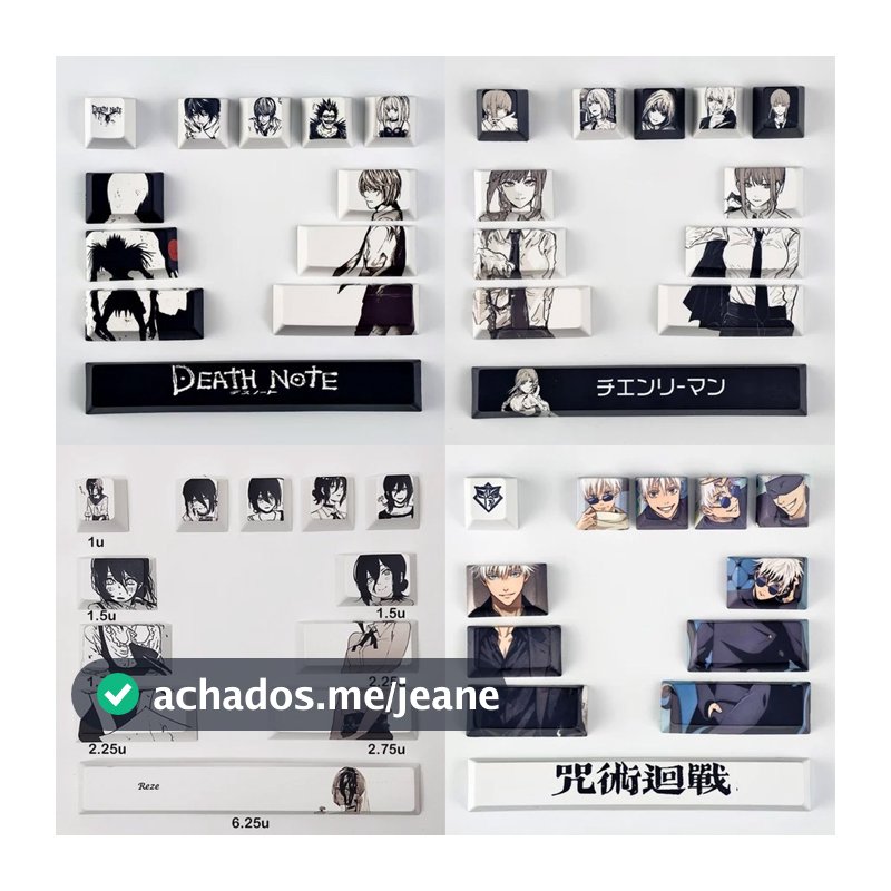 Death Note Keycaps Cherry Profile 12pcs PBT DYE Sublimation Mecânico Aula Madlion Wooting Anime DIY Criativo Legal Yaga