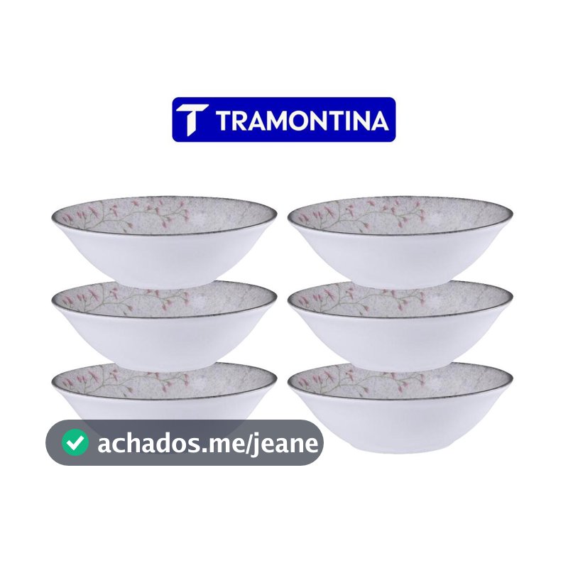 Conjunto 6 Tigelas Bowls Floralis Porcelana 18 cm Tramontina