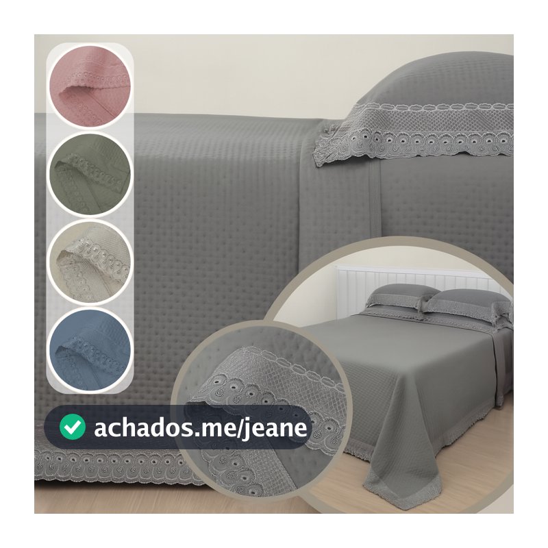 Kit Colcha Cobre Leito Casal Queen King Solteiro Super King Delicada Flora Renda Toque Macio Habitat