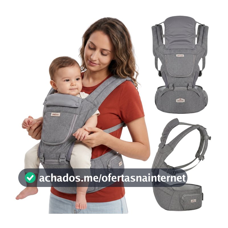 Bolsa Canguru Bebê Exclusive Protetor de Sol e Chuva Assento 3 Modos de Uso Apoio Lombar Aiebao