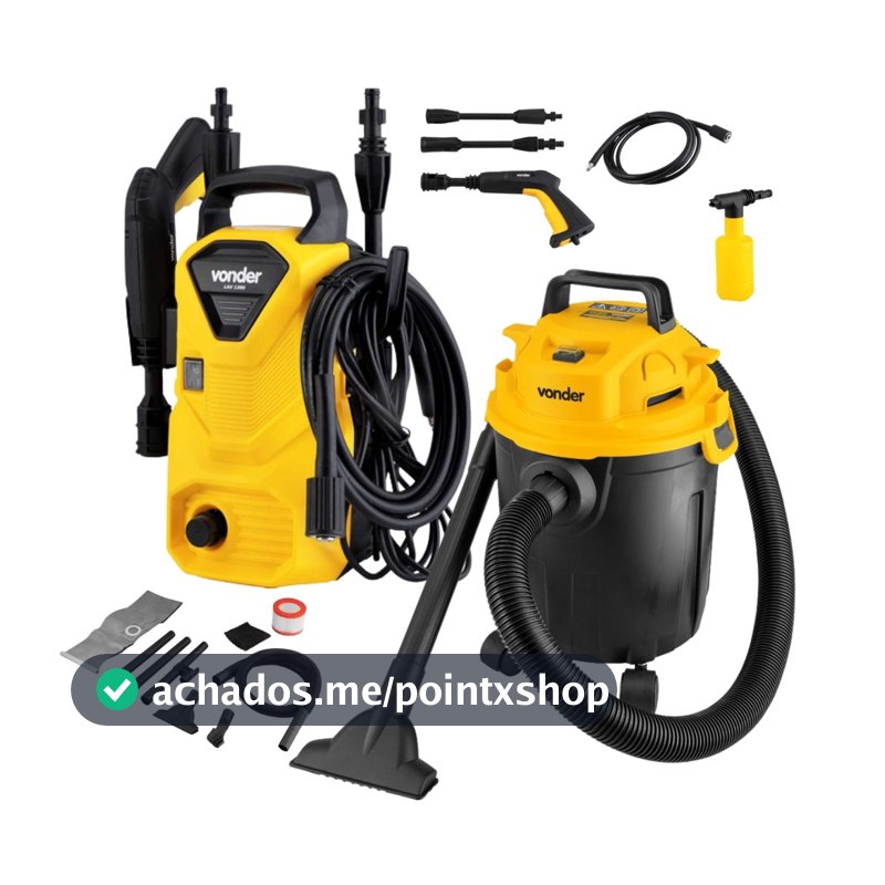 Kit Limpeza Lavadora Vonder de Alta Pressão LAV1300 com Aspirador de Pó e Água APV1010