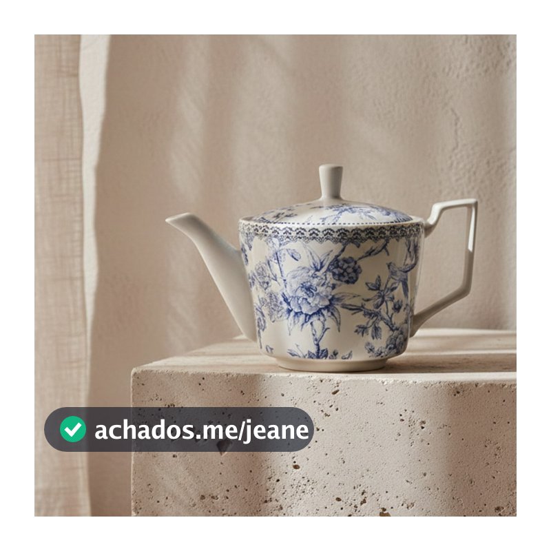 Bule de chá Hortênsia em new bone china 750ml A14cm azul