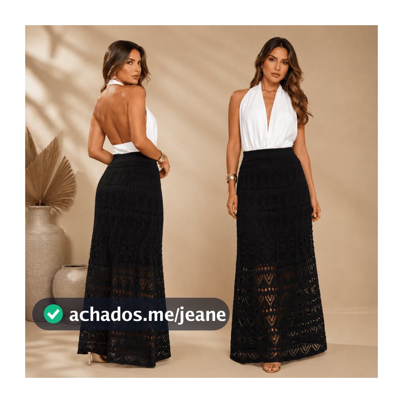 Saia Longa Saída de Praia Feminina Tricot Crochê