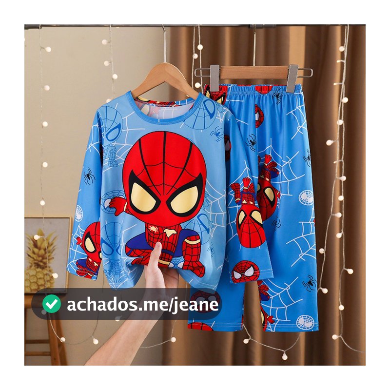 Homem Aranha Pijama infantil Meninos e Meninas Calças de manga comprida de outono Loungewear Dinosaur Conjunto infantil