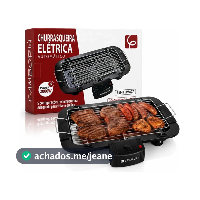 Churrasqueira Elétrica Sem Fumaça Grill Ajuste de temperatura Epsilon