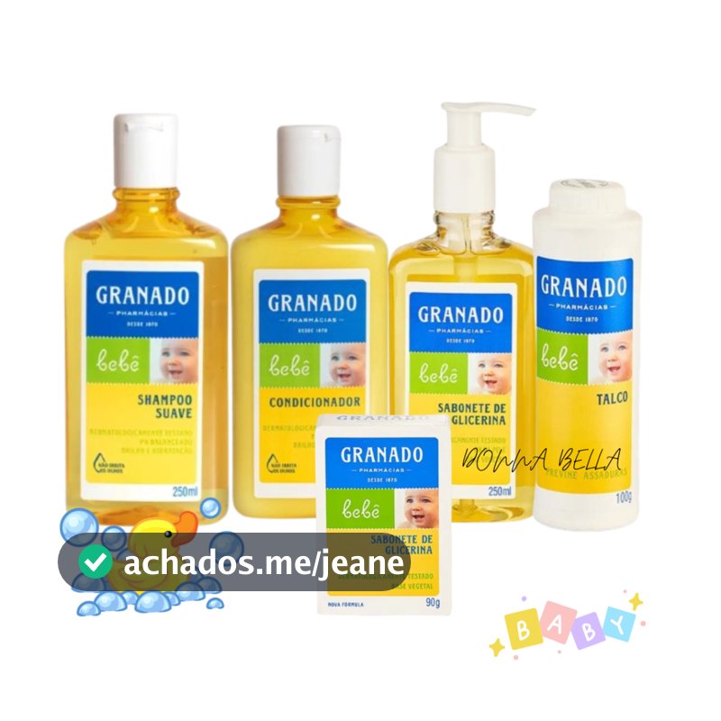 Kit Infantil Granado Bebê c/05 Produtos (sabonete líquido, shampoo, condicionador, talco, sab barras