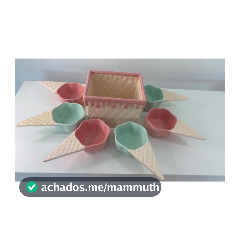 Jogo para Sobremesa Pote para  Sorvete Cerâmica 7 peças