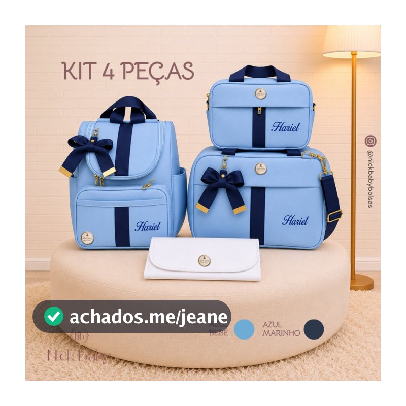 Kit Mala Maternidade Com 4 Peças. Bolsas de Bebê personalizada. Nick Baby Bolsas